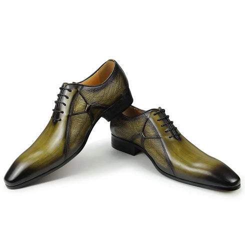 Men's Leather Oxfords Dress Shoes for Office Formal Events Stylish Pointed Toe Design